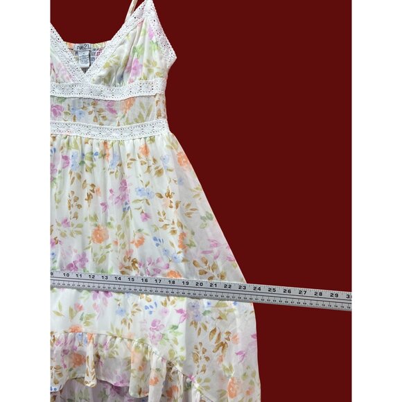Rue 21 - Women's Summer Sleeveless High Low Hem Ruffle Floral Dress - White - M - Picture 5 of 16